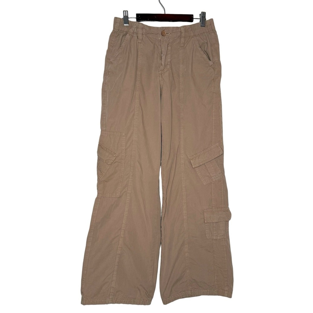 BDG Urban Outfitters S Wide Leg Y2K Baggy Cargo Pants Low Rise Pockets Khaki